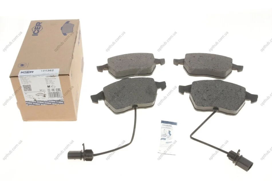 Колодки гальмівні (передні) Audi A4/A6 95-09/Skoda SuperB 01-08/VW Passat B5 96-05 (+датчик) UA63 ICER 181362 (фото 1)
