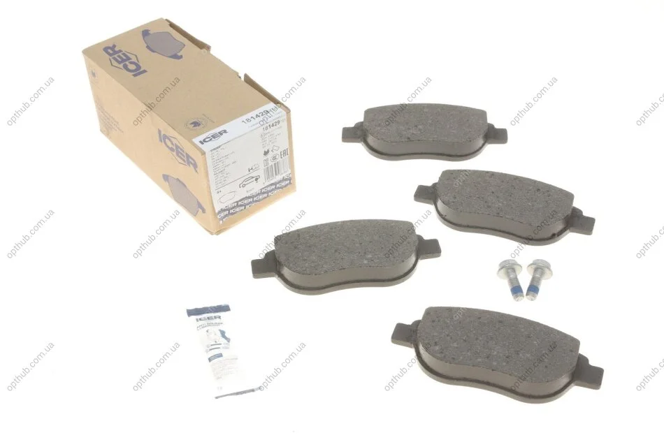Колодки гальмівні (передні) Citroen C3/C4 02-/Berlingo/Peugeot 307 98-11/Partner 01-08/207 06- UA63 ICER 181429-701 (фото 1)