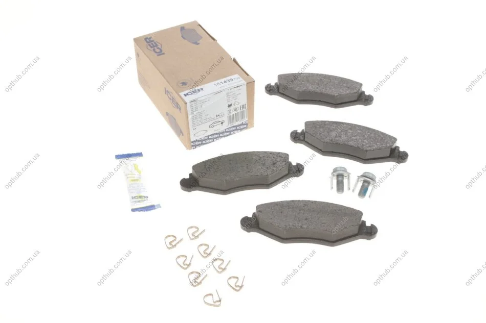 Колодки гальмівні (передні) Peugeot 206 98-/Peugeot 206+ 09-13/Peugeot 306 93-01 UA63 ICER 181439-702 (фото 1)