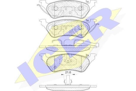 Комплект гальмівних колодок (дискових) ICER 181564