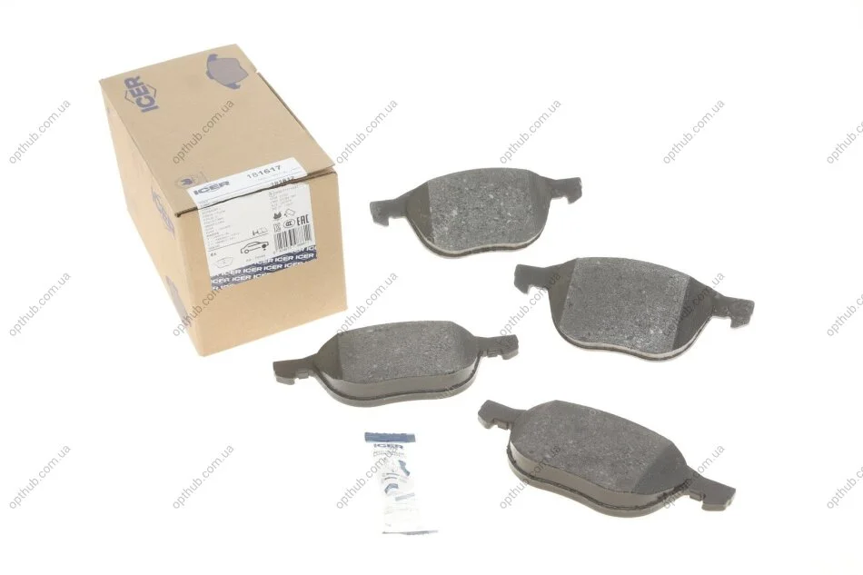 Колодки гальмівні (передні) Ford Transit Connect/Kuga 08-/Focus/Mazda 3/5/Volvo C30/S40/V50 03-/V4 UA63 ICER 181617 (фото 1)