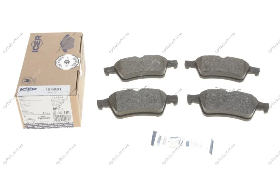 Колодки гальмівні (задні) Ford Focus 04-/Connect/Opel Vectra C 02-13/Renault Laguna/Citroen C5 07- UA63 ICER 181651 (фото 1)