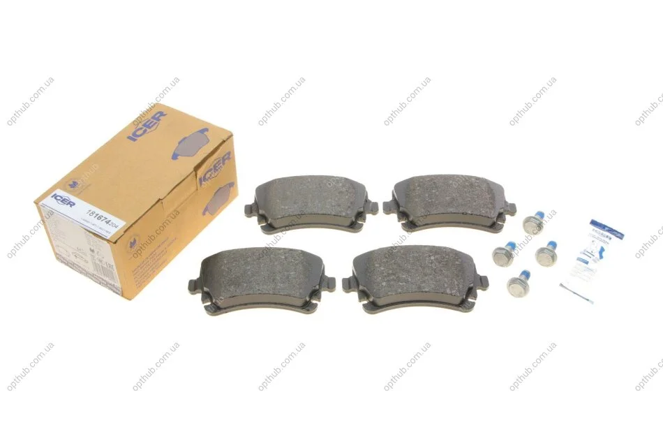 Колодки гальмівні (задні) Audi A3 08-13/A4/A6/A8 02-11/VW T5/Multivan V 03-15 UA63 ICER 181674-204 (фото 1)