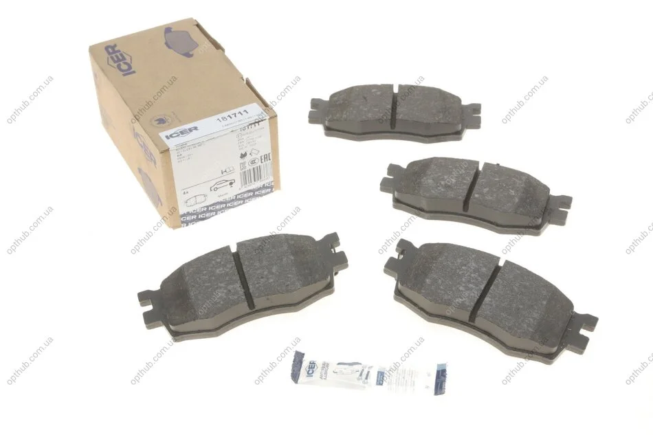 Колодки гальмівні (передні) Kia Rio II 05-/Hyundai i20 08-15/Accent 05-10 UA63 ICER 181711 (фото 1)