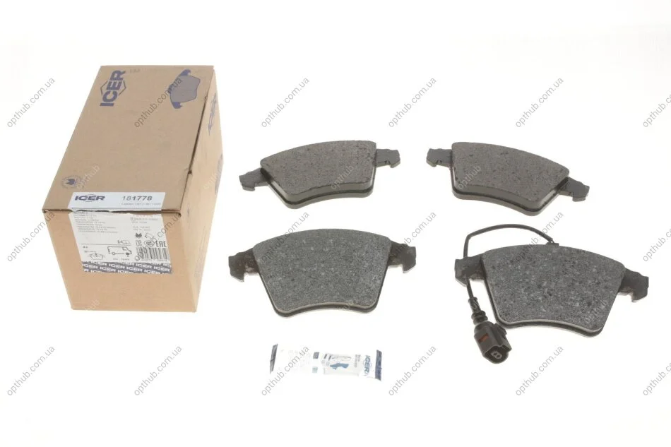 Колодки гальмівні (передні) VW T5/Multivan V 03-15/Touareg 03-10 (+датчик) UA63 ICER 181778 (фото 1)