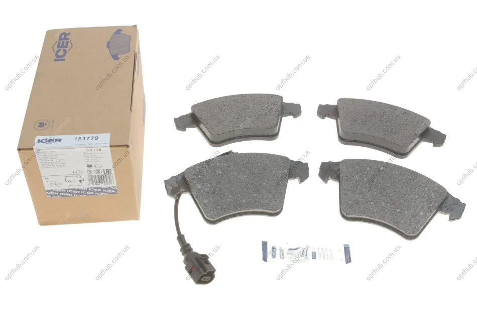 Колодки гальмівні (передні) VW T4 92-03/T5 03-15/T6 15-/Multivan V/VI 03- (+датчик) UA63 ICER 181779 (фото 1)