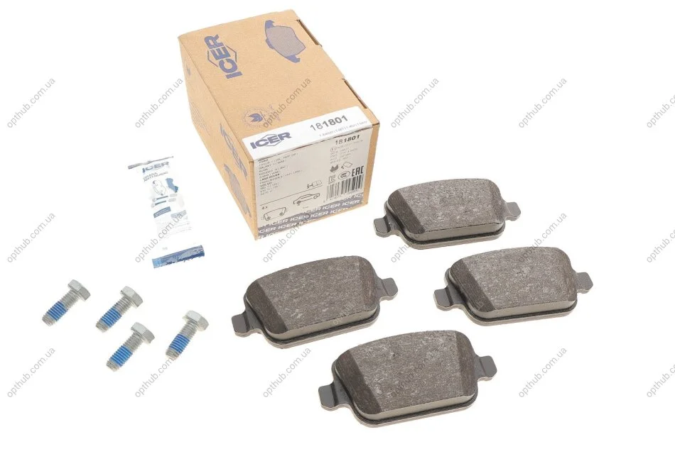 Колодки гальмівні (задні) Ford Focus/Galaxy/Mondeo/S-Max/Kuga 05-15/Volvo S80/V70/XC70 06-16 UA63 ICER 181801 (фото 1)