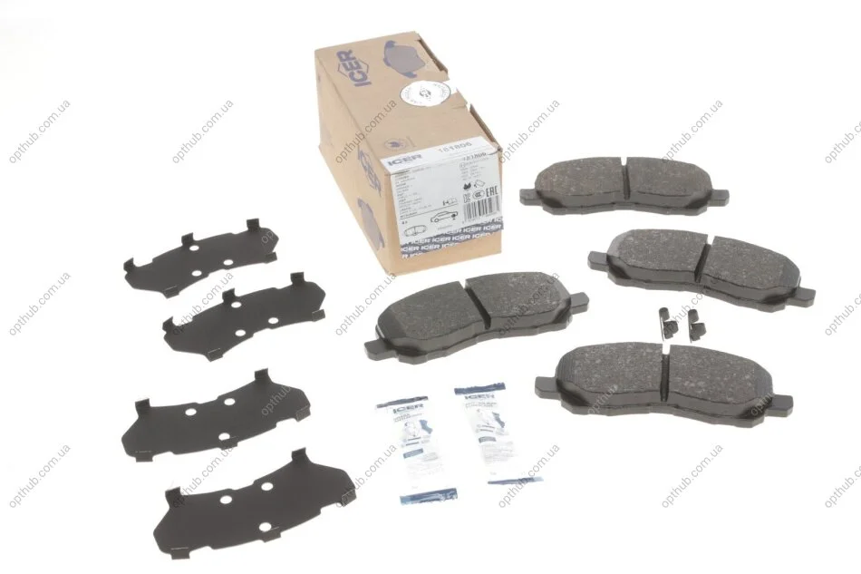 Колодки гальмівні (передні) Citroen C4/Peugeot 4008 12-/Mitsubishi Lancer/Outlander 03-/Jeep/Dodge UA63 ICER 181806 (фото 1)