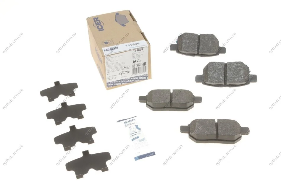 Колодки гальмивни (задни) Toyota Corolla/Auris 06-14/IQ/Urban Cruiser 09-15/Prius 12-/Yaris 05- UA63 ICER 181899 (фото 1)