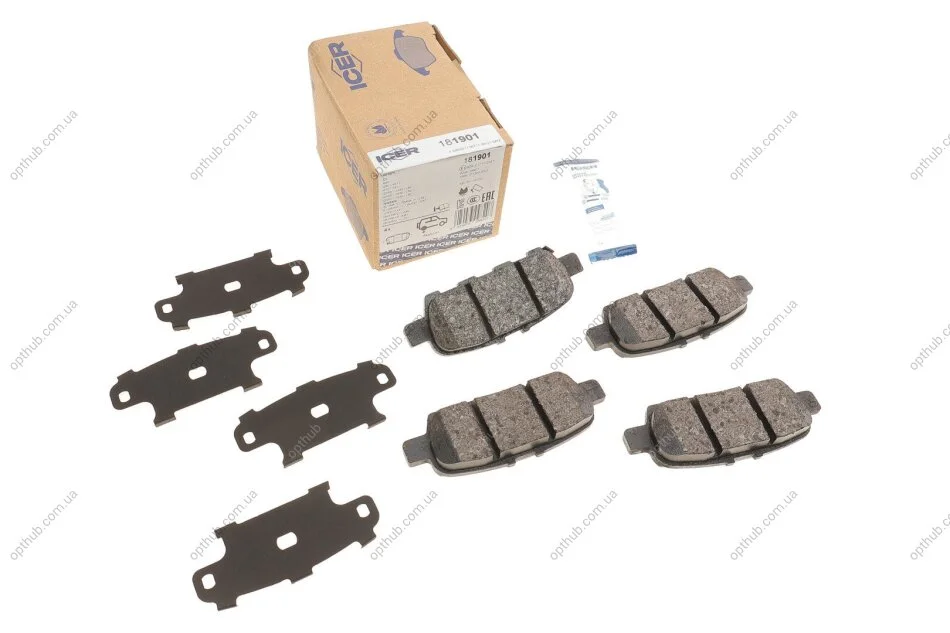 Колодки гальмівні (задні) Nissan Rogue 07-13/Juke/Murano 08-/X-Trail 13-/Suzuki Grand Vitara 05- UA63 ICER 181901 (фото 1)