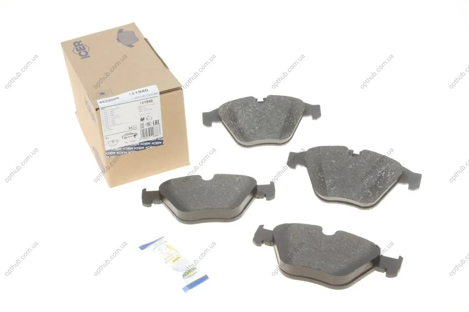 Колодки гальмівні (передні) BMW 3 (E90-93/F30/F80) 04-/5 (E60-61)/6 (E63-64)/7 (E65-67) 01-10/X1/Z UA63 ICER 181940 (фото 1)
