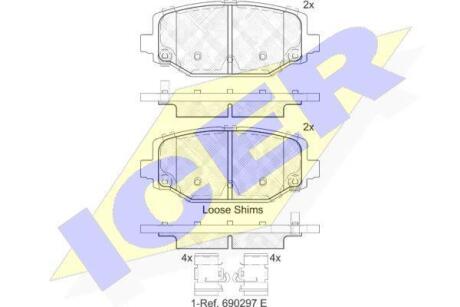 Комплект гальмівних колодок.).) ICER 182053