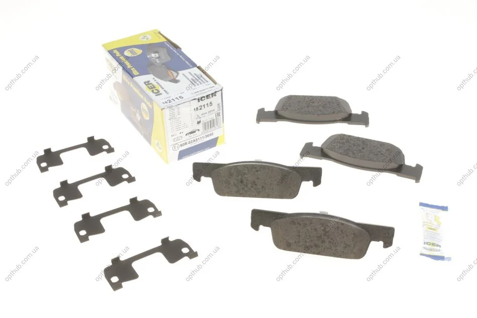 Колодки гальмівні (передні) Dacia Logan 12-/Renault Clio IV/Sandero/Twingo 13-/Smart Fortwo 14- UA63 ICER 182115 (фото 1)