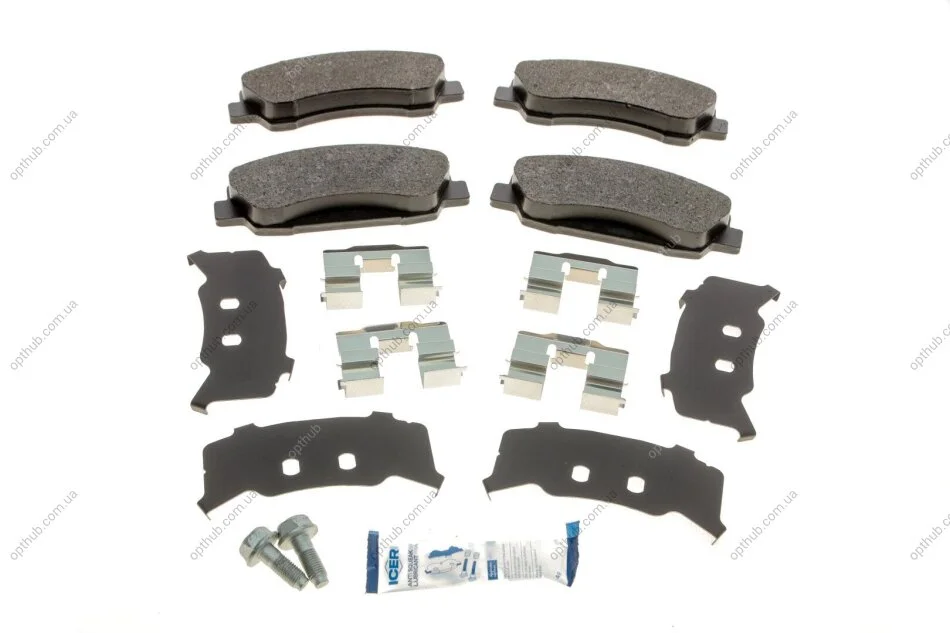 Колодки гальмівні (передні) Citroen C4 Cactus 14-/C-Elysee/Peugeot 301 12-/308 II 13- (з аксес.) UA63 ICER 182131 (фото 1)