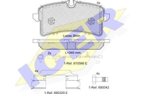 Комплект гальмівних колодок.).) ICER 182159