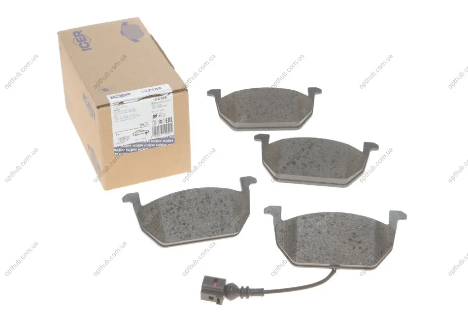 Колодки гальмівні (передні) Audi A3/Seat Leon/Skoda Octavia IV/V/VW Golf VII 12- (+датчик) UA63 ICER 182189 (фото 1)