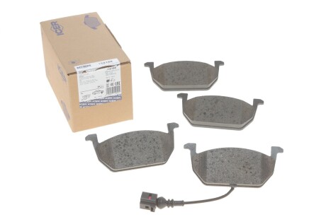 Колодки гальмівні (передні) Audi A3/Seat Leon/Skoda Octavia IV/V/VW Golf VII 12- (+датчик) UA63 ICER 182189