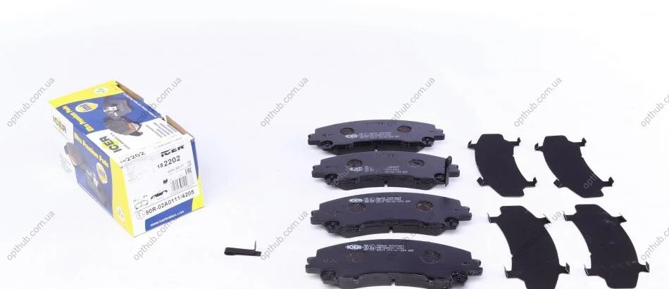 Колодки гальмівні (передні) Nissan Rogue 07-13/X-Trail/Infiniti Q50/Q60/QX50 13-/Renault Koleos 16 UA63 ICER 182202 (фото 1)