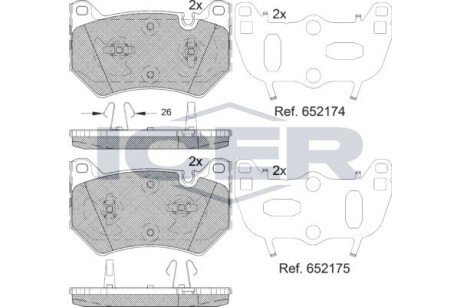 Комплект гальмівних колодок (дискових) ICER 182385
