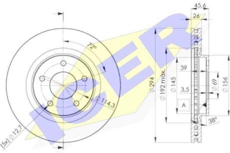 ДИСК ГАЛЬМIВНИЙ ПЕРЕДНIЙ ПРАВИЙ ICER 78BD4644-2