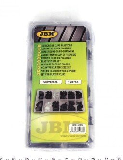 Набір кліпс пластикових універсальних (128шт) (opt-om) JBM 52888