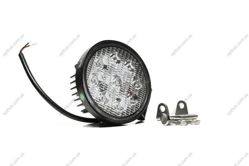 Фара LED круглая 27W, 9 ламп, 110*128мм, 1800Lm узкий луч 12/24V 6000K (LITLEDA,) JUBANA 453701074 (фото 1)