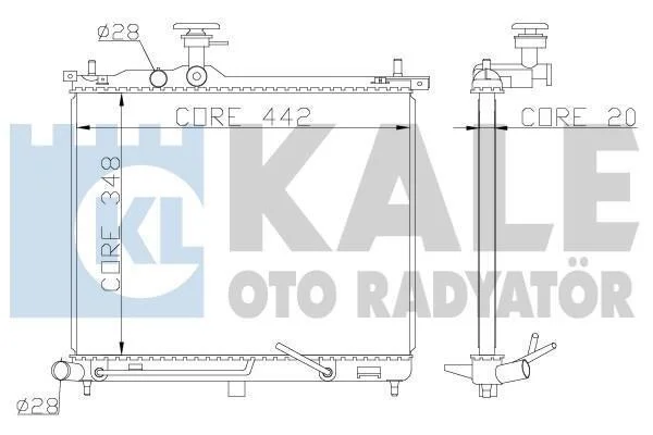 Радіатор охолодження двигуна (паяний) Hyundai i10 (07-) 1.1i KALE OTO RADYATOR Kale 341970 (фото 1)