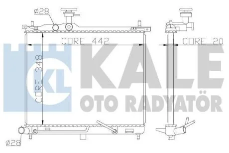 Радіатор охолодження двигуна (паяний) Hyundai i10 (07-) 1.1i KALE OTO RADYATOR Kale 341970