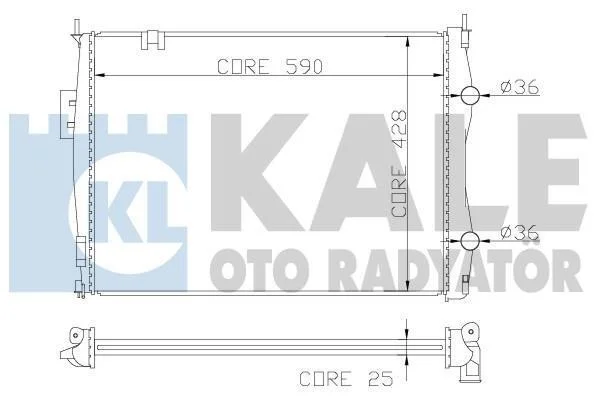 Радіатор охолодження двигуна (паяний) Nissan Qashqai (06-) 2.0i MCVT KALE OTO RADYATOR Kale 342055 (фото 1)
