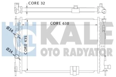 Радіатор охолодження двигуна (паяний) Nissan Qashqai (07-) 2.0dCi KALE OTO RADYATOR Kale 342060