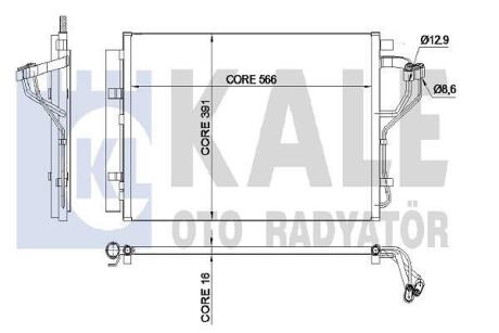 Радіатор кондиціонера Hyundai Elentra (11-), i30 (12-)/KIA Ceed (12-), Cerato (13-) OTO RADYATOR Kale 342525