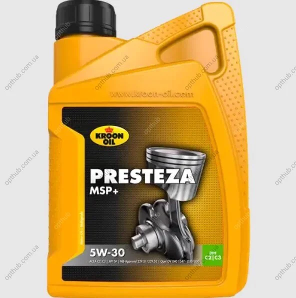 Масло моторное PRESTEZA MSP 5W-30 1л МАСЛО МОТ СИНТ PRESTEZA MSP 5W30 1L / ACEA C3/API SN/MB 229.51/VW 50 KROON OIL 33228 (фото 1)