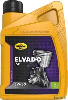 Олива моторна ELVADO LSP 5W-30 1л СИНТ ELVADO LSP 5W30 1L (ACEA A5/B5, ACEA C1, JASO DL1, FORD WSSM2C934 KROON OIL 33482 (фото 1)