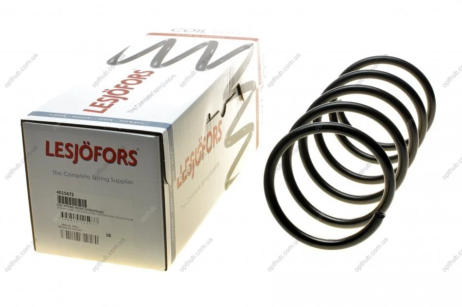 Пружина (передня) Citroen Berlingo/Peugeot Partner 1.9D/2.0HDi 02-15 (фургон/авт) (+АС)(нагр. (opt-om) LESJOFORS 4015672 (фото 1)