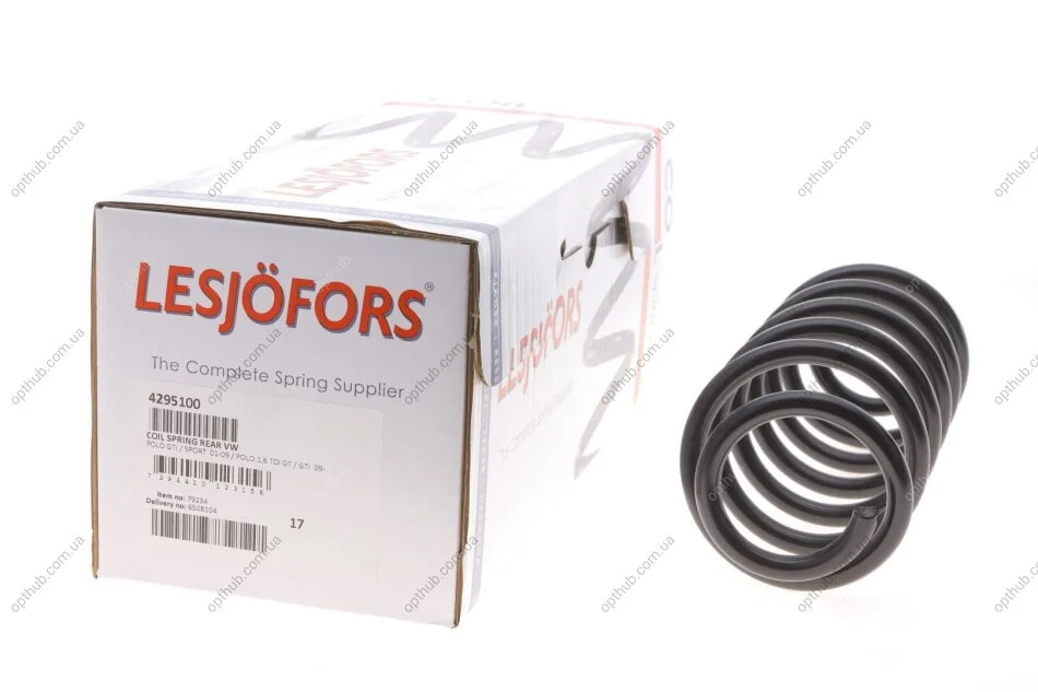 Пружина підвіски задн лів/прав SEAT IBIZA IV SC VW POLO IV, POLO V 1.2-1.9D 10.01-05.22 LESJOFORS 4295100 (фото 1)