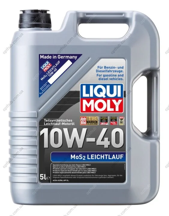 Масло моторное MoS2 Leichtlauf 10W-40 5л ПОЛУСИНТ МОТ МАСЛО - MOS2 LEICHTLAUF SAE 10W-40 5Л LIQUI MOLY 2184 (фото 1)