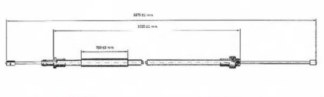 Трос ручного гальма ЗЗАДУ ПРАВОРУЧ CITROEN; PEUGEOT BERLINGO 1.9 DIESEL 11.2002 - 04.2008; BERLINGO 2.0 -ua LPR C0092B