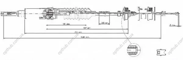 Трос зчеплення CITROEN JUMPY / FIAT SCUDO / PEUGEOT EXPERT (З АВТОМАТИЧНИМ РЕГУЛЮВАННЯМ) -ua LPR C0240C (фото 1)