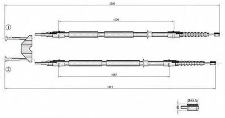 Трос ручного гальма LPR C0537B