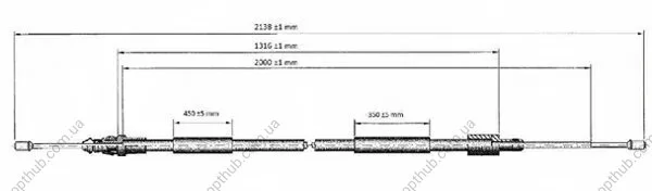 Трос ручного гальма ЗЗАДУ ЛІВОРУЧ/ПРАВОРУЧ PEUGEOT; CITROEN 307 2.0 HDI BREAK/SW 03.2002 - 05.2005; 30 -ua LPR C0621B (фото 1)