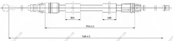 Трос ручного гальма ЗЗАДУ ПРАВОРУЧ RENAULT; OPEL; VAUXHALL; NISSAN VIVARO 2.0 CDTI 08.2006 - ; TRAFIC I -ua LPR C0721B (фото 1)
