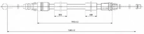 Трос ручного гальма ЗЗАДУ ПРАВОРУЧ RENAULT; OPEL; VAUXHALL; NISSAN VIVARO 2.0 CDTI 08.2006 - ; TRAFIC I -ua LPR C0721B