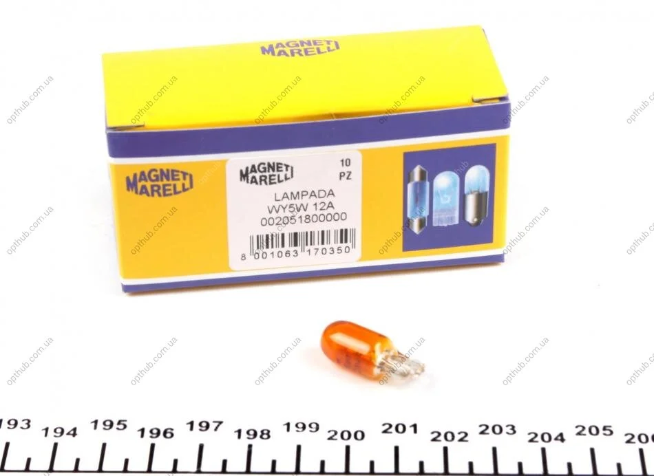 Лампа розжарювання W5W 12V 5W W2,1X9,5d ORANGE (вир-во Magneti Marelli) MAGNETI MARELLI 002051800000 (фото 1)