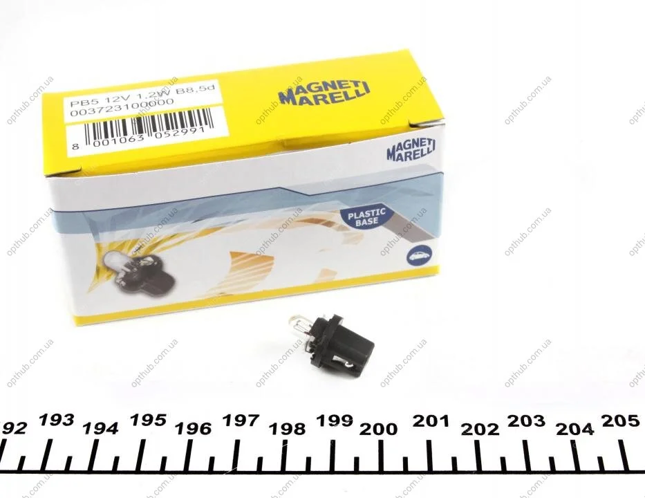 Автолампа PB5 12V 1.2W BAX10d/B8.5d Standard (в щиток приладів/черна) (PB5 1,2W 12V) (opt-om) MAGNETI MARELLI 003723100000 (фото 1)