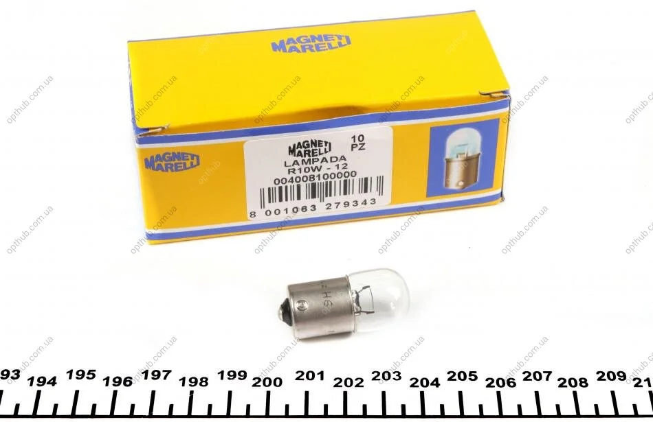 Лампа розжарювання R10W 12V 10W BA15s (вир-во Magneti Marelli) MAGNETI MARELLI 004008100000 (фото 1)