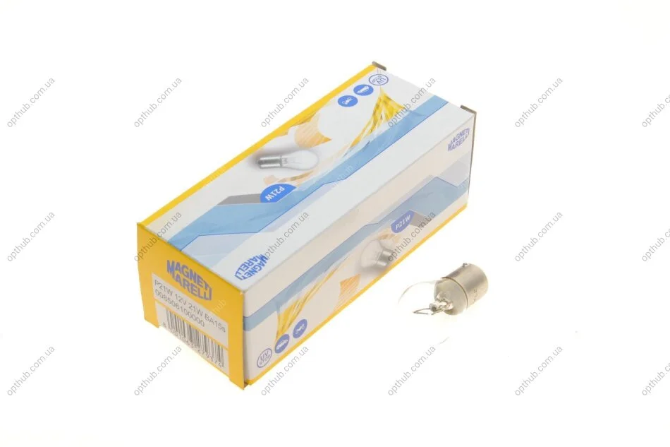 Лампа розжарювання P21W 12V 21W BA15d (вир-во Magneti Marelli) MAGNETI MARELLI 008506100000 (фото 1)