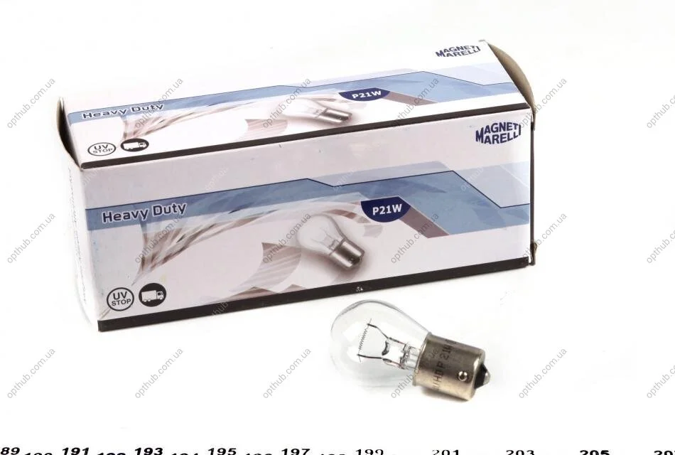 Автолампа P21W 24V 21W BA15s Heavy Duty (P21W 24V HD) (opt-om) MAGNETI MARELLI 008561100000 (фото 1)