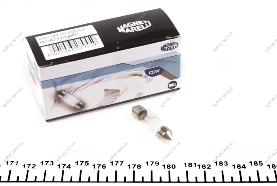Автолампа C5W 24V 5W SV8.5-8 Standard 24V (C5W 24V) (opt-om) MAGNETI MARELLI 009423100000 (фото 1)