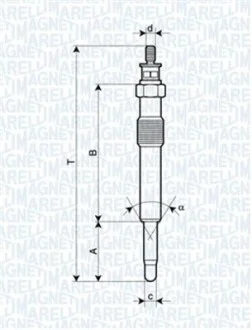 Свеча накаливания Ford Connect 1.8TDCI 02- (UC22A) UA63 MAGNETI MARELLI 062900018304