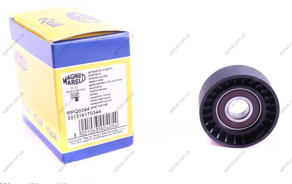 Натяжний ролик, поліклінового ремня AUDI, SEAT, SKODA, VW (Вир-во Magneti Marelli, кор. код MPQ0344) 331316170 MAGNETI MARELLI 331316170344 (фото 1)
